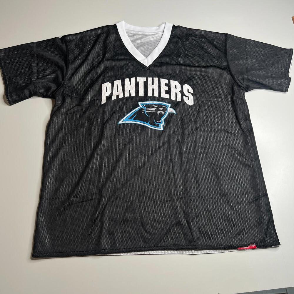 Carolina Panthers NFL Flag Football Reversible Jersey Men’s L Black White Mesh